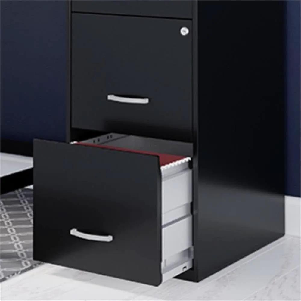 Pearl White 18 Inch Deep 3 Drawer Metal File Cabinet from PriceLows™
