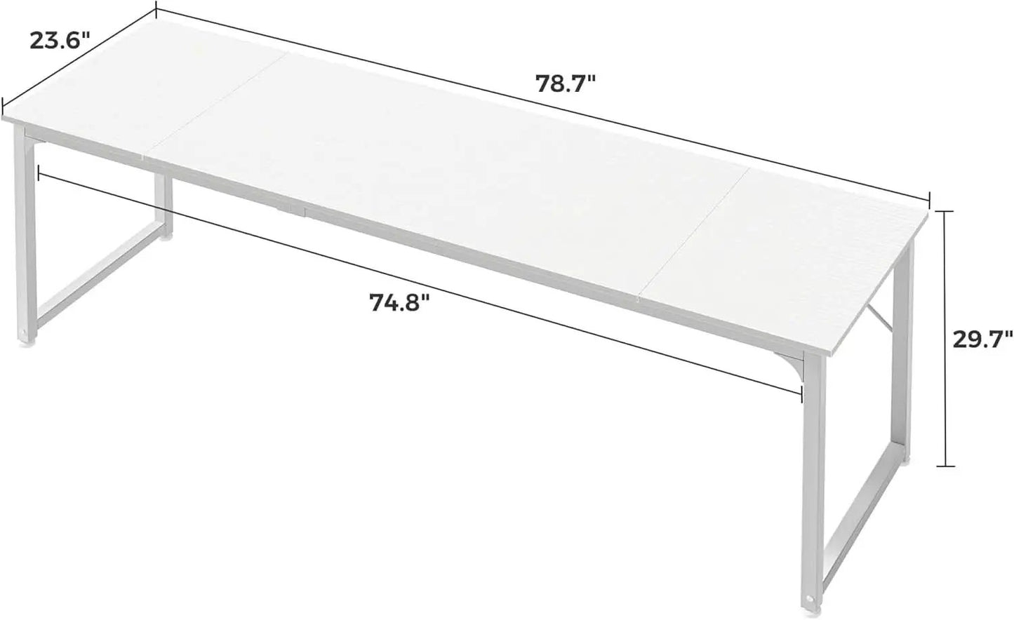 80 Inch White Computer Desk With Storage Metal Frame from PriceLows™