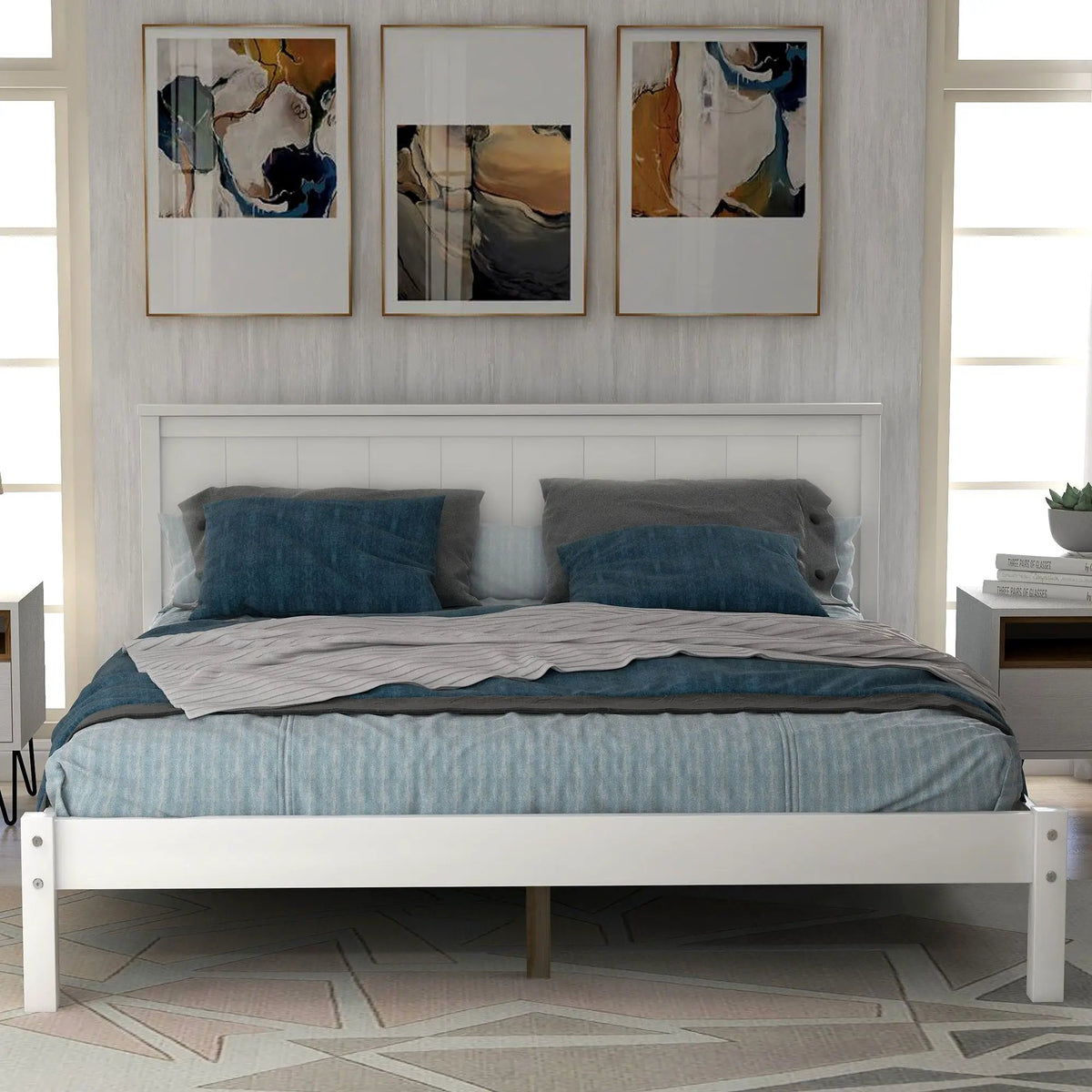 Platform Bed Frame With Headboard | Espresso Finish | Durable Pine Wood