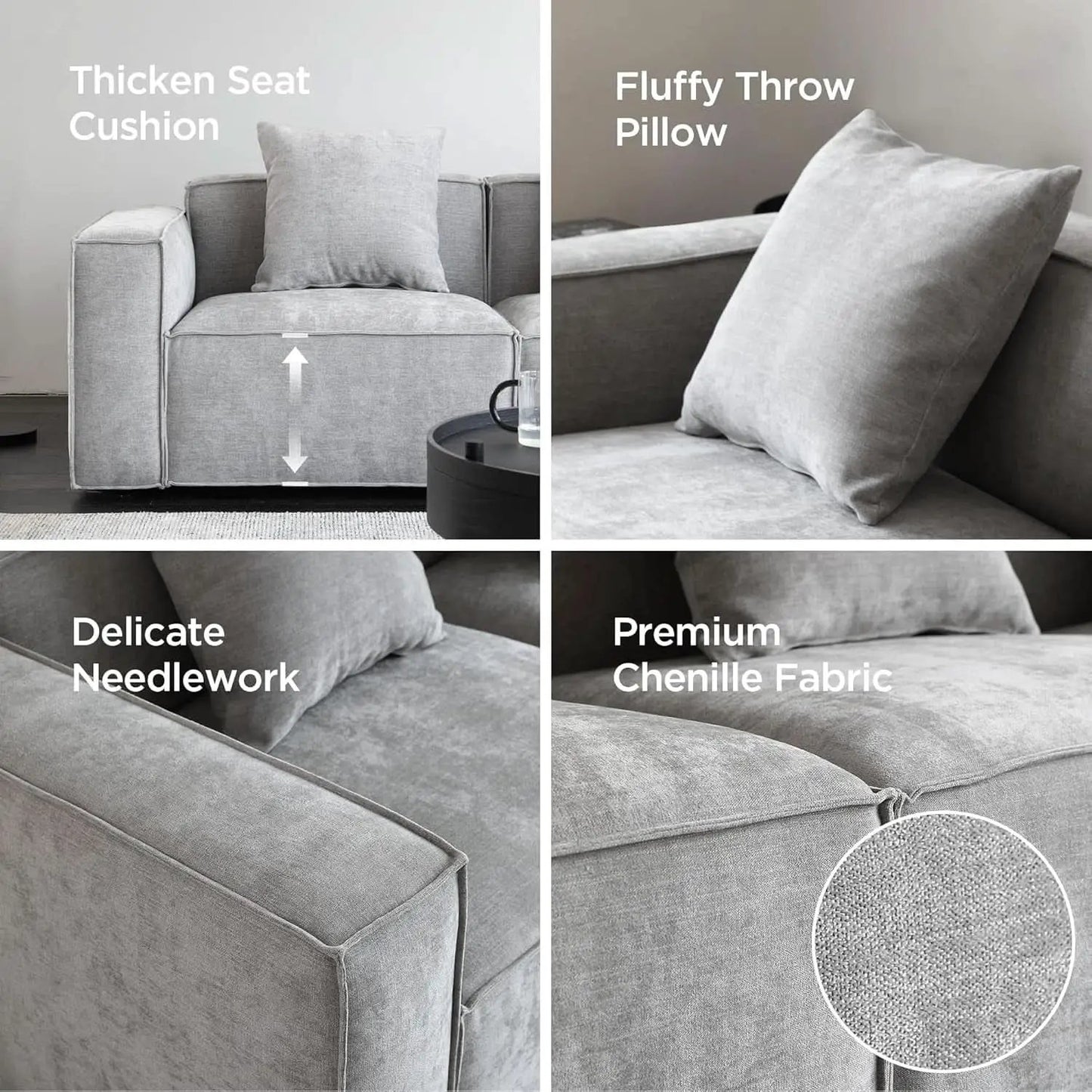 Grey Modular Sectional Sofa Set With Ottoman And Chaise from PriceLows™