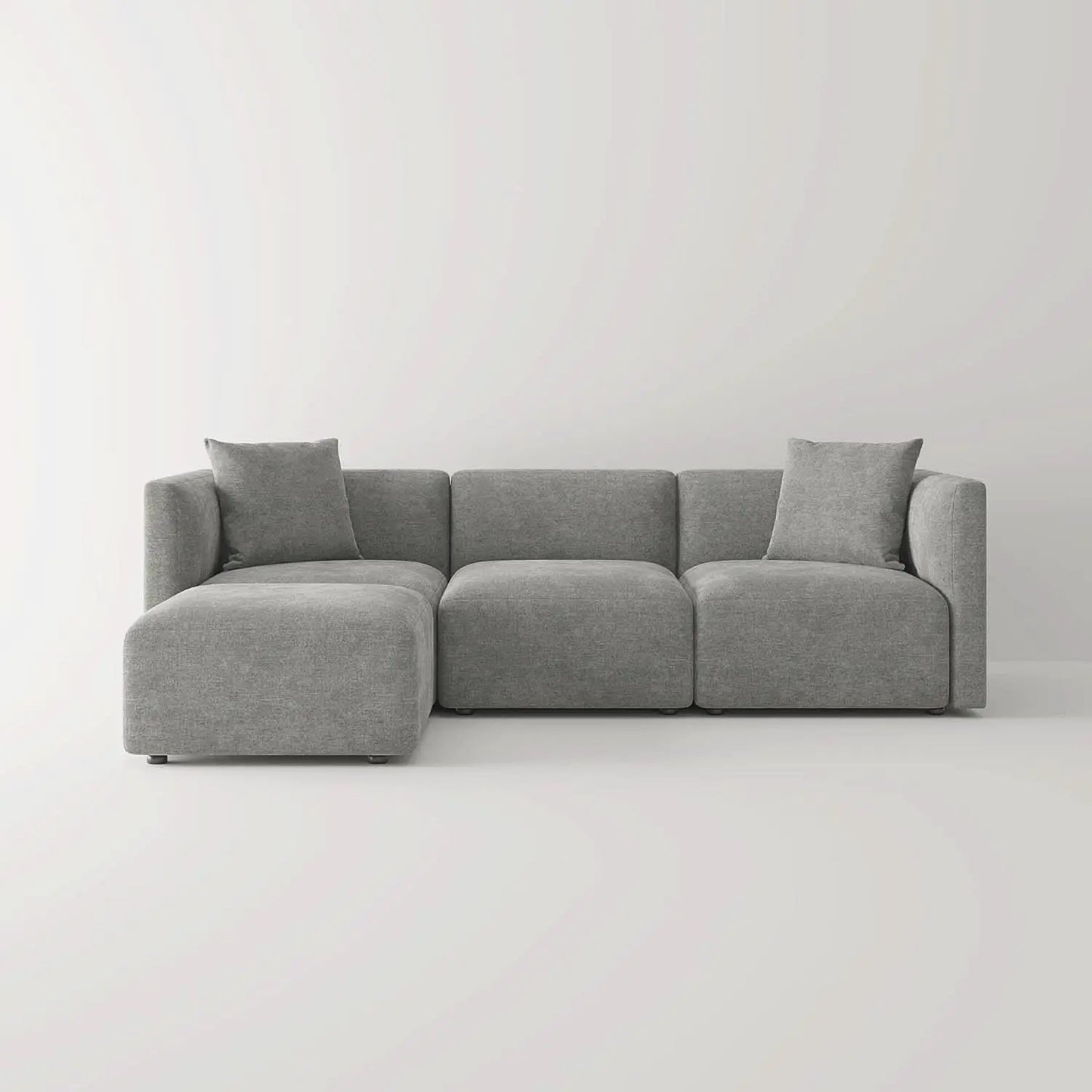 L Shaped Sectional Sofa Convertible In Linen Grey Modern from PriceLows™