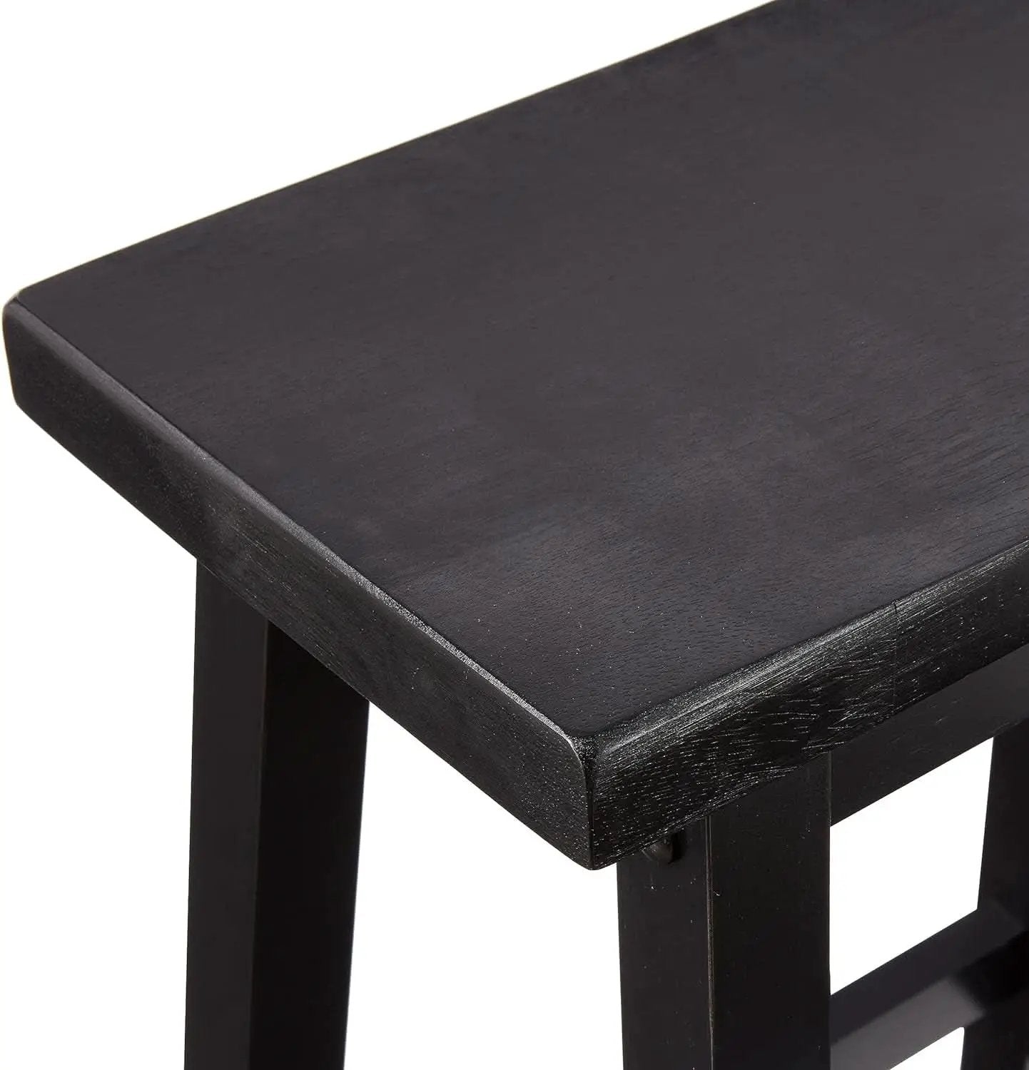 Solid Wood Saddle Bar Stool Counter Height Set 2 Black 24In from PriceLows™