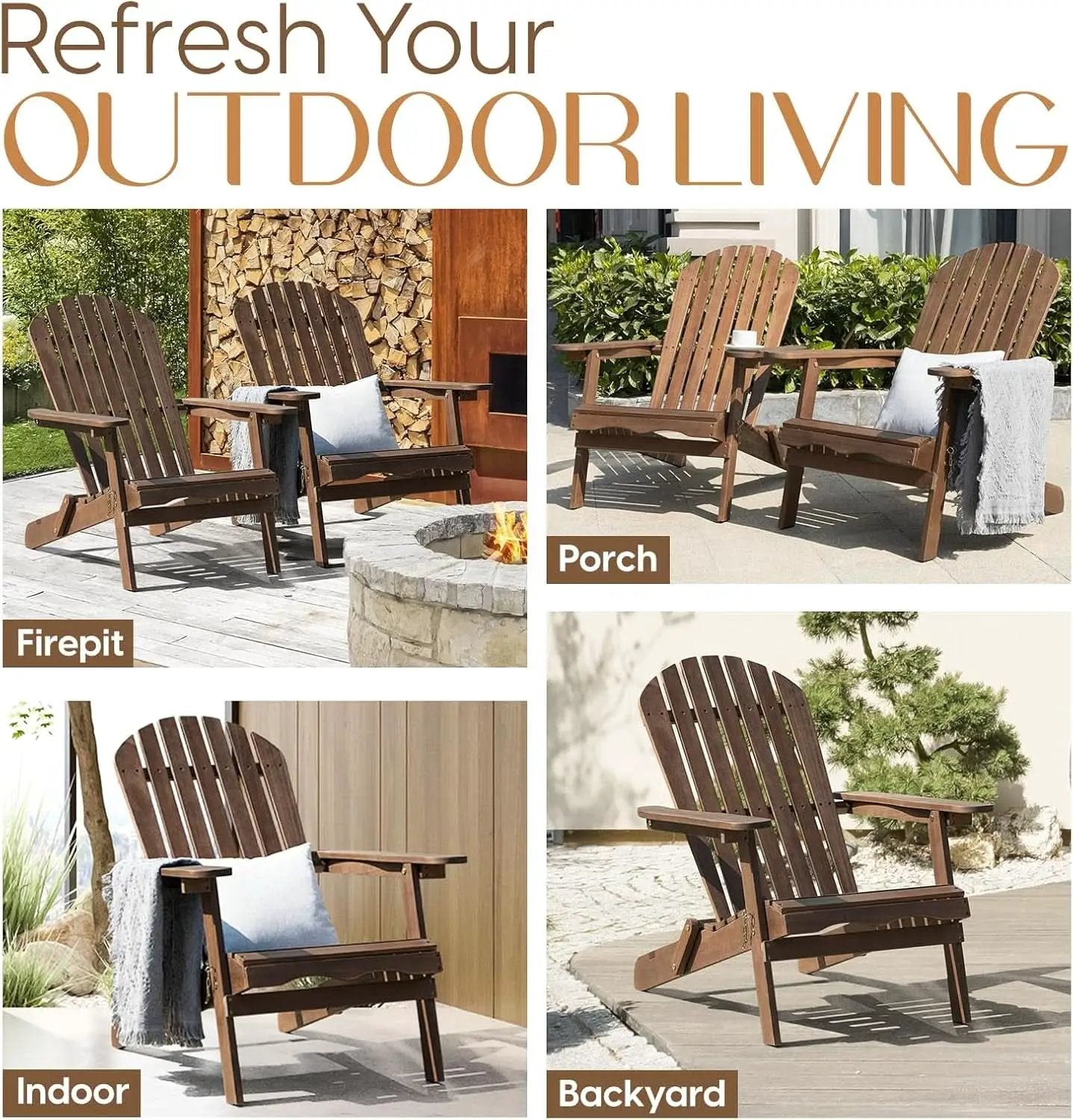 Outdoor Adirondack Chair Set Foldable Pre-Assembled Comfort from PriceLows™