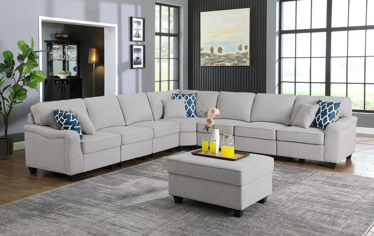 Leo Comfor Modular Sofa And Ottoman 2 Piece Living Room Set | 2 Pieces | Fabric | Living Room