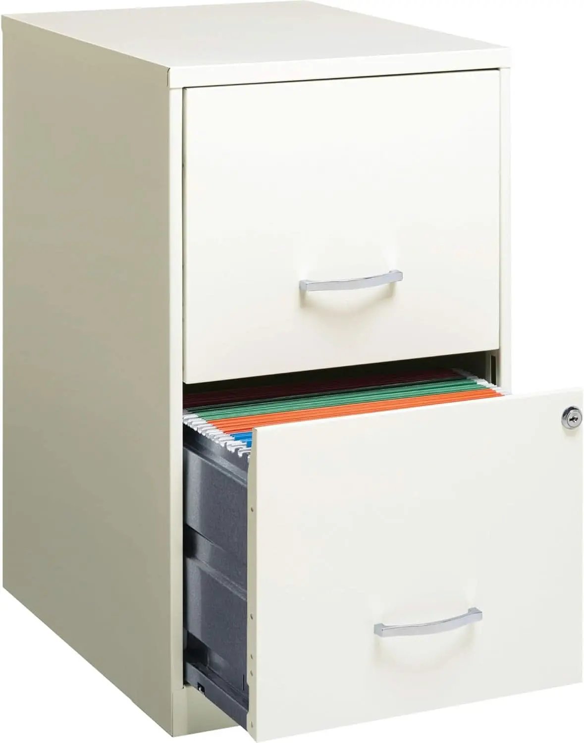 2-Drawer File Cabinet White 14.2 X 18 X 24.5 Inches Locking Drawers Steel Enamel from PriceLows™