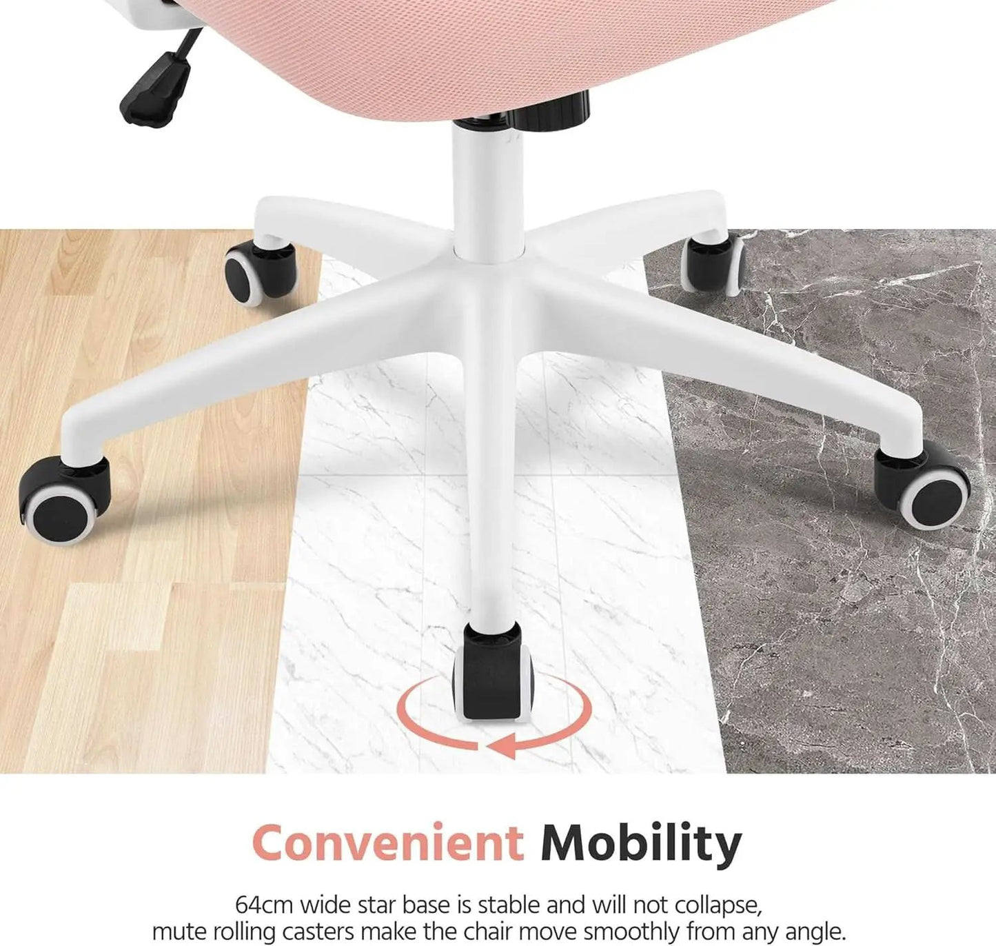 Ergonomic Office Chair High Back Mesh White Pink Lumbar from PriceLows™