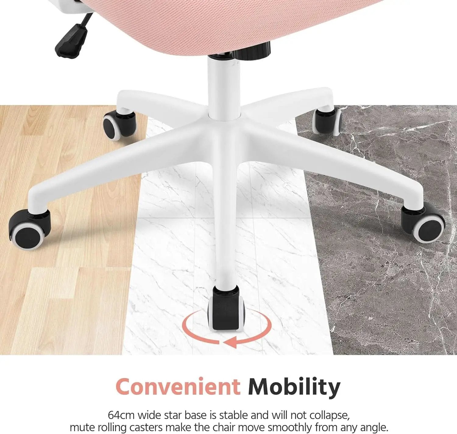 Ergonomic Office Chair High Back Mesh White Pink Lumbar from PriceLows™