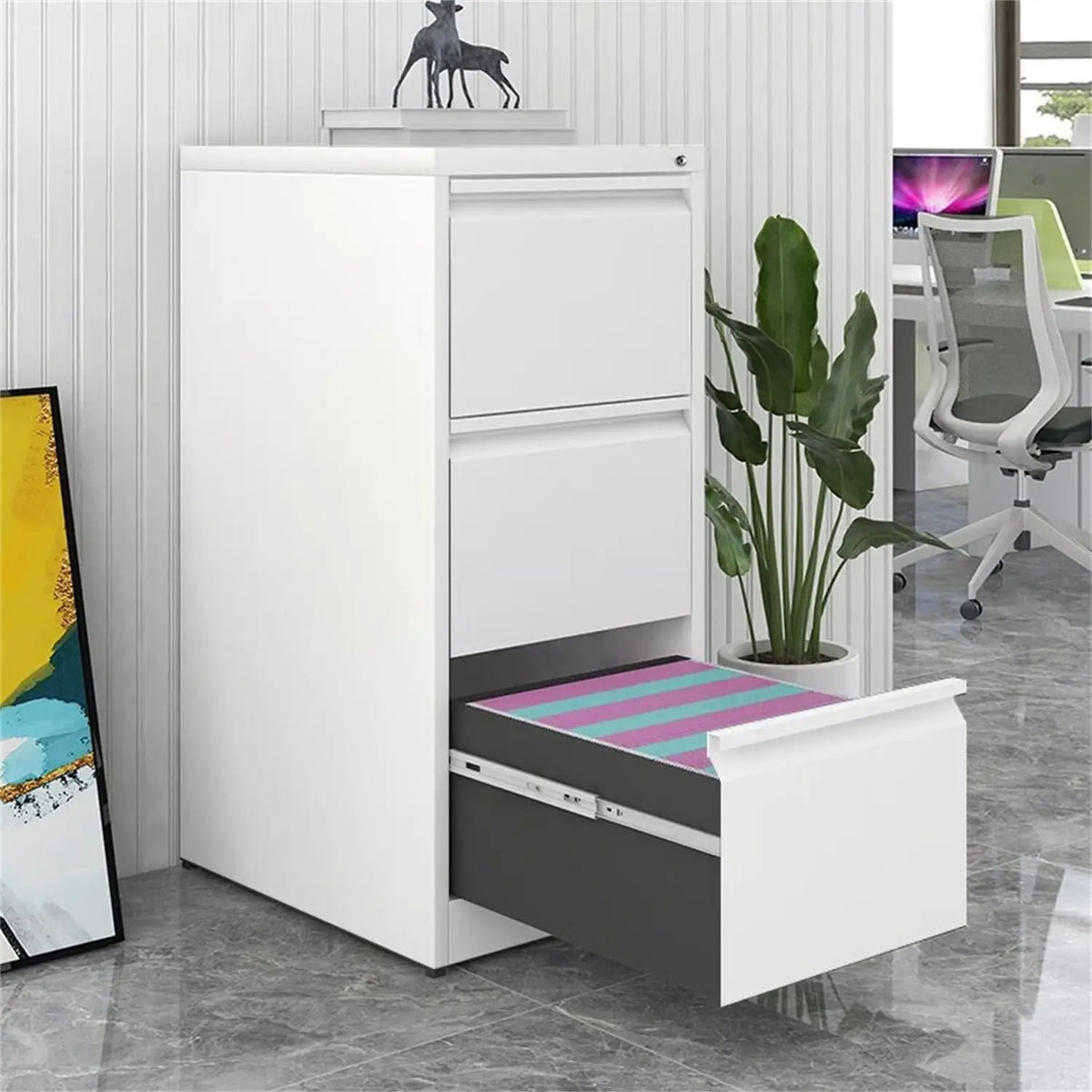 Metal File Cabinet | Three Drawer | Secure Lock System