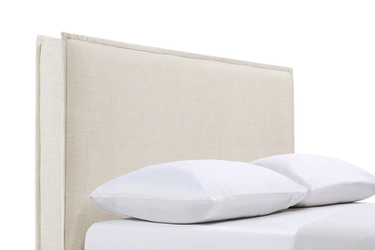 Izzy Upholstered King Panel Headboard Sand | 81 x 5.25 x 46.5 in | Pine Wood & Fabric | Home