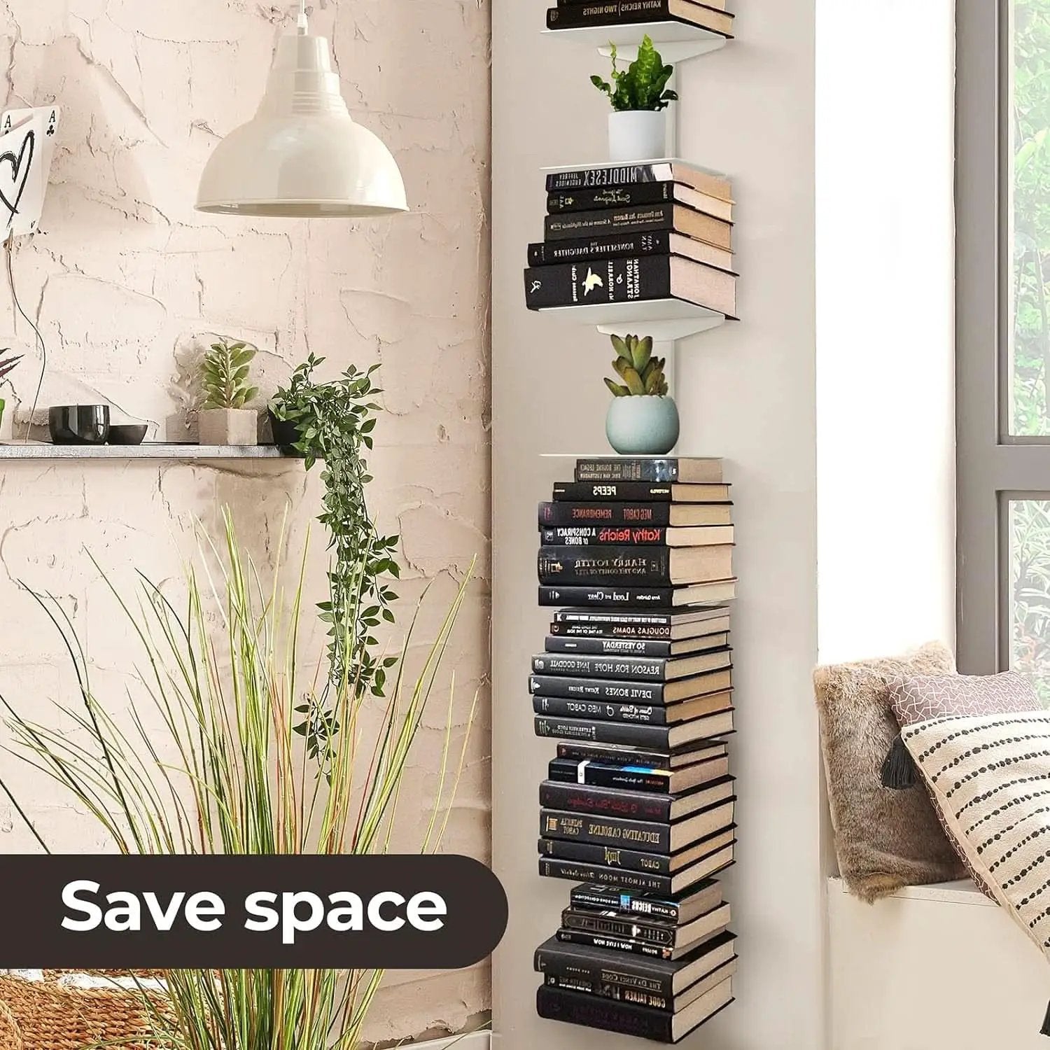 Invisible Floating Bookshelf Wall Mounted 8 Tier White from PriceLows™