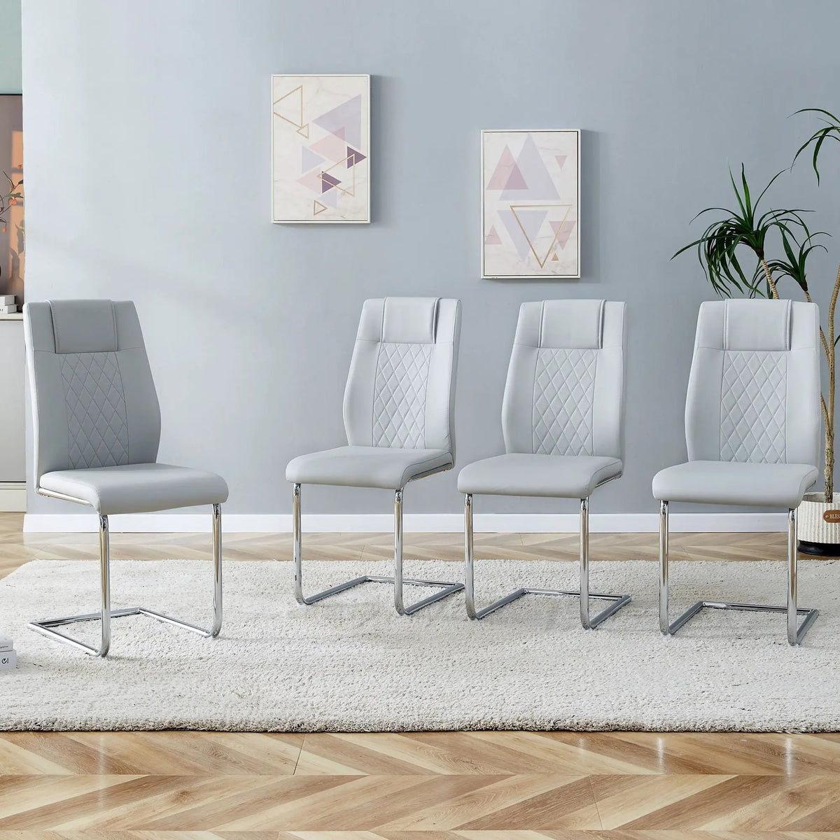 Modern Dining Chairs | Padded Seat | Metal Legs | Anti-Slip Footpads
