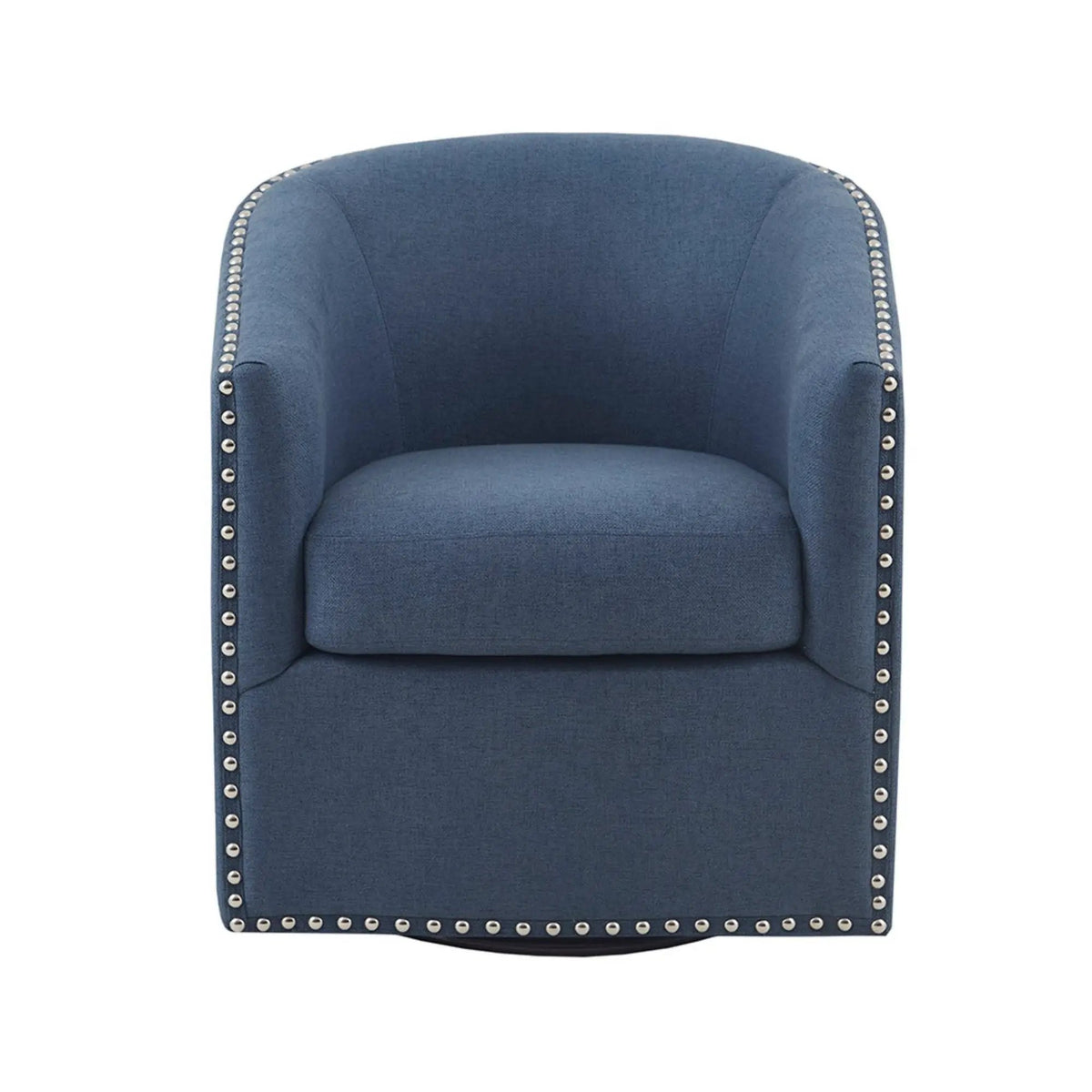 Swivel Chair With 360 Degree Rotation | Silver Nailhead Accents | Metal Base | High-Density Foam Cushion