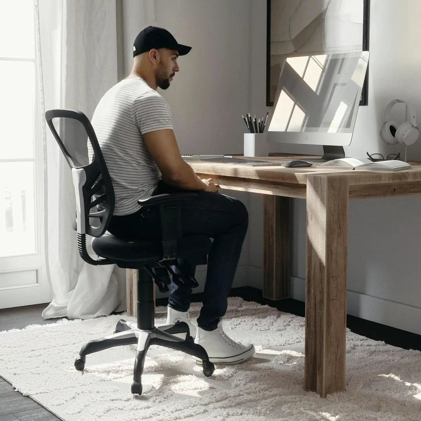 Ergonomic Mesh Office Chair With Adjustable Lumbar Black from PriceLows™