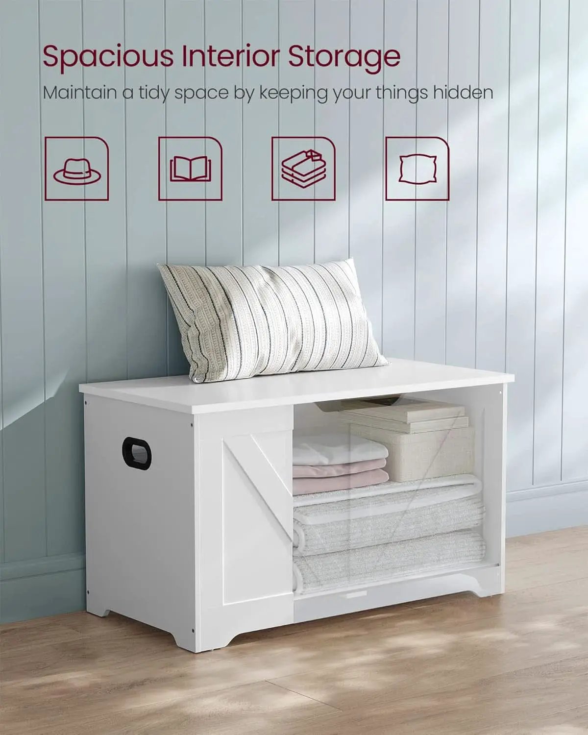 Cloud White PremiumStorage DeluxeBench With Hinges from PriceLows™