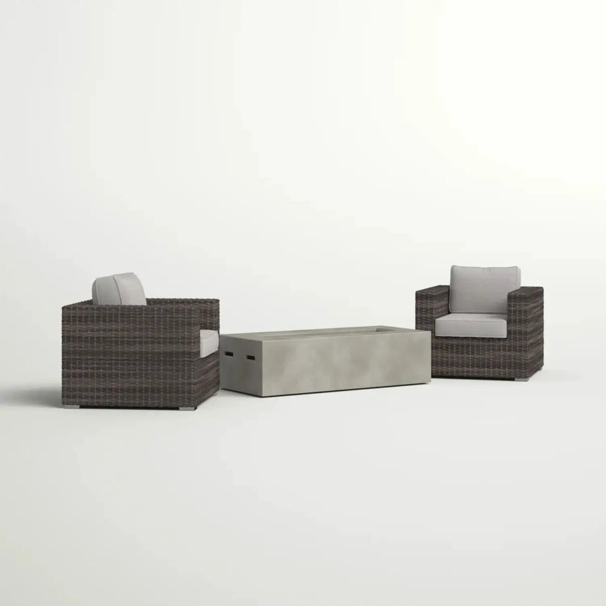 Outdoor Rattan Wicker Seating Set With Cushions 2 Person Patio Furniture Espresso / | 3 Piece Outdoor Set | Rattan & Wicker | Gray