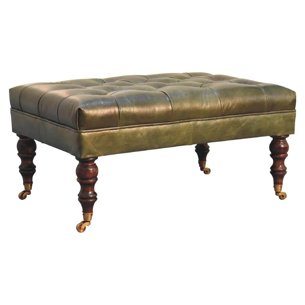 Buffalo Ottoman With Castor Legs | 7 Pieces | Mango Wood | Living Room