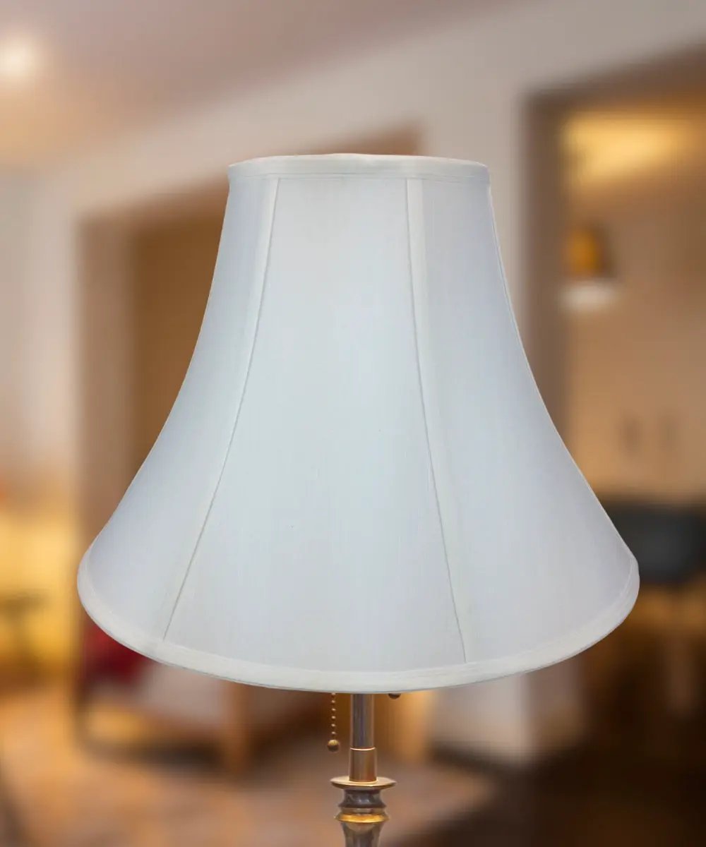 White Bell Lamp Shade | 17x13 Inch | Shantung Fabric | 7 Inch Top