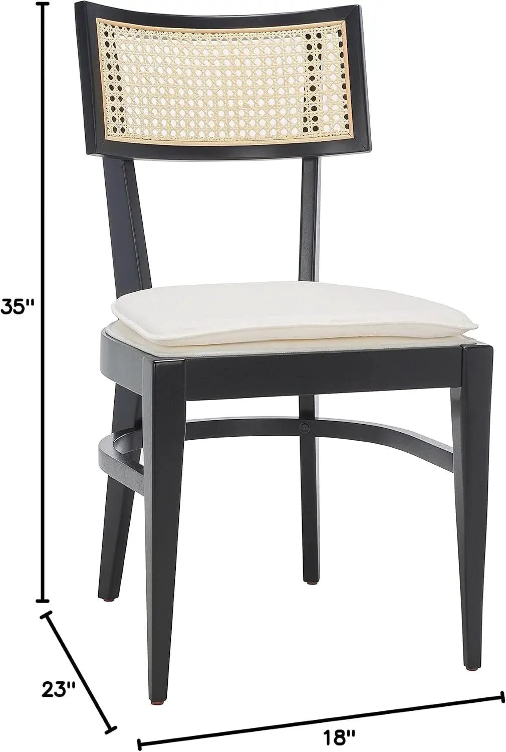 Galway Coastal Dining Chair Black Frame Cane Seat Cushion from PriceLows™