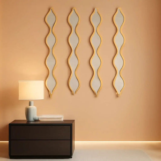 Gold Teardrop Mirror Wall Art 4 Piece Set Long Narrow Hanging Decor from PriceLows™