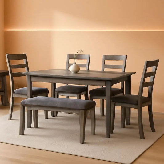 Charcoal Gray 6Piece Contemporary Dining Set Bench from PriceLows™