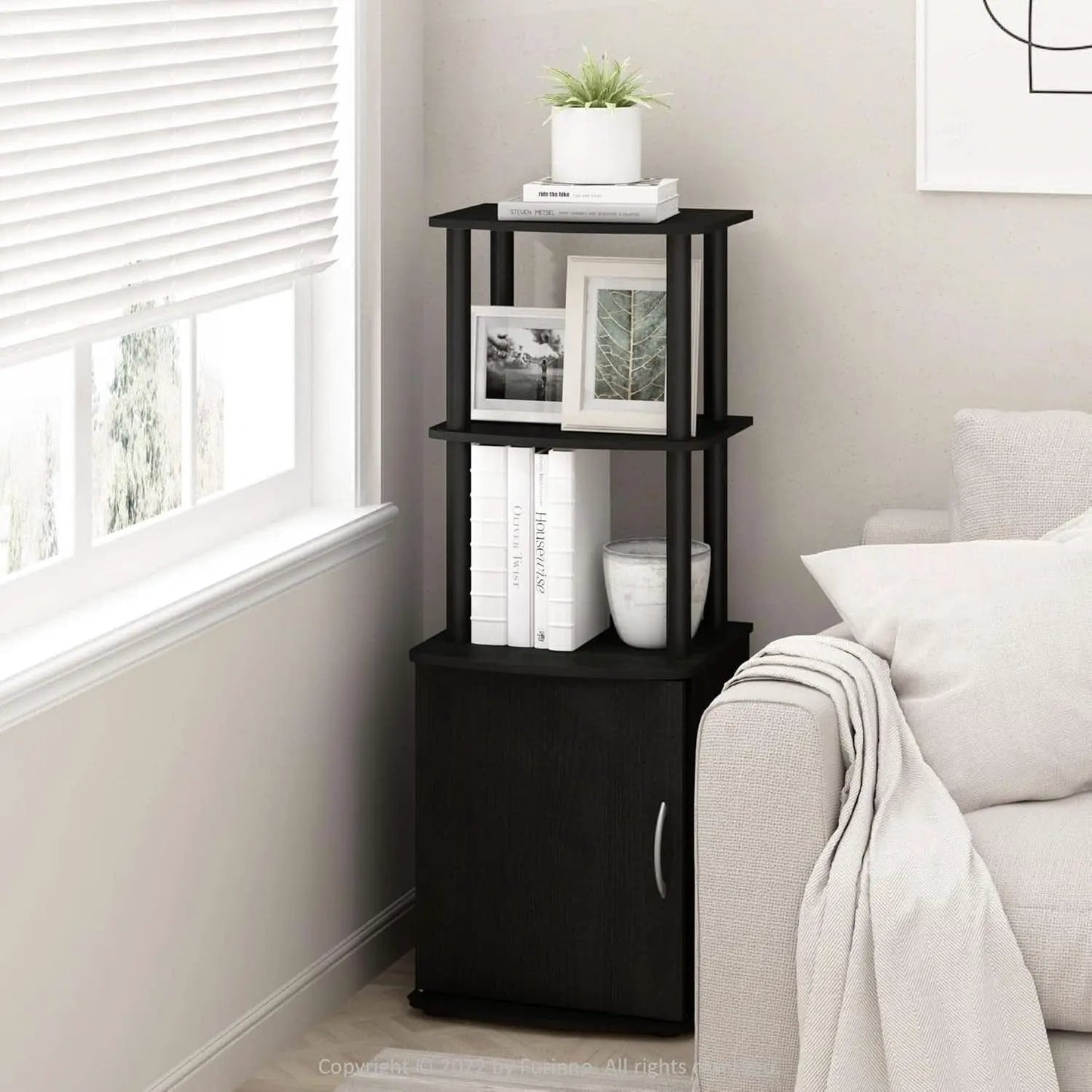 Turn N Tube Tall TV Side Table Storage 2 Tier Blackwood from PriceLows™