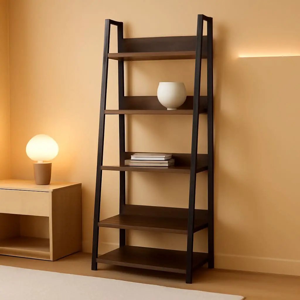 Industrial Ladder Shelf 5 Tier Bookshelf Rustic Brown from PriceLows™