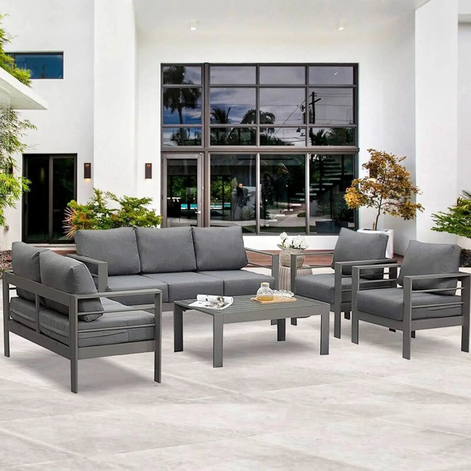 Modern Aluminum Outdoor Patio Furniture Set with Cushions from PriceLows™