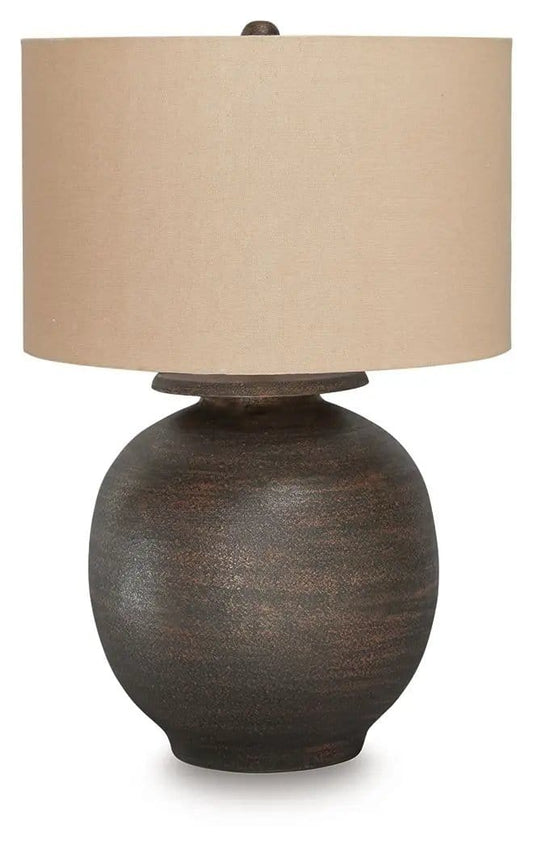 Carlenbury Metal Table Lamp | 19.25 x 19.25 x 29.25 in | Fabric & Metal | Antique Brown