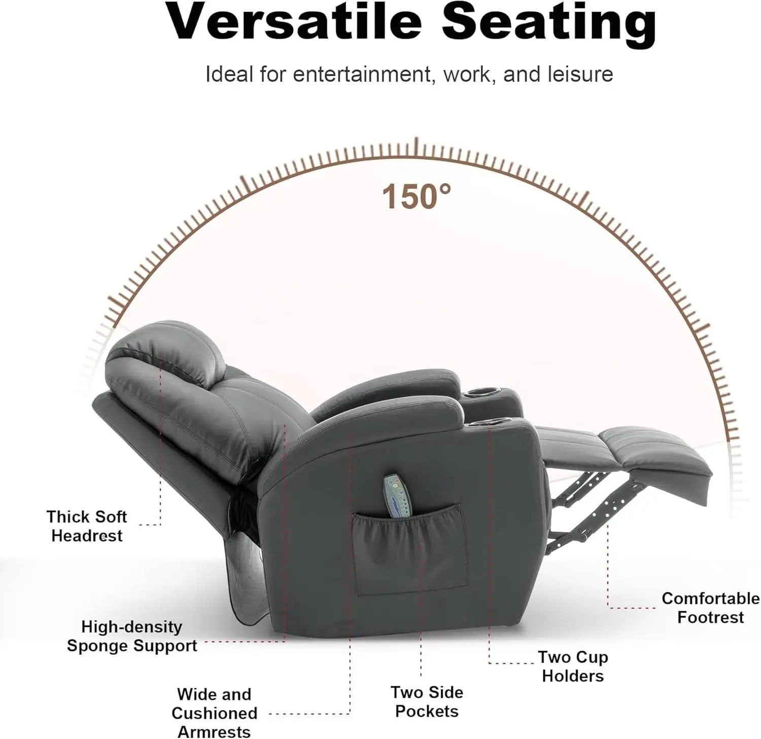 360 Degree Swivel Recliner Chair With Massage And Heat from PriceLows™