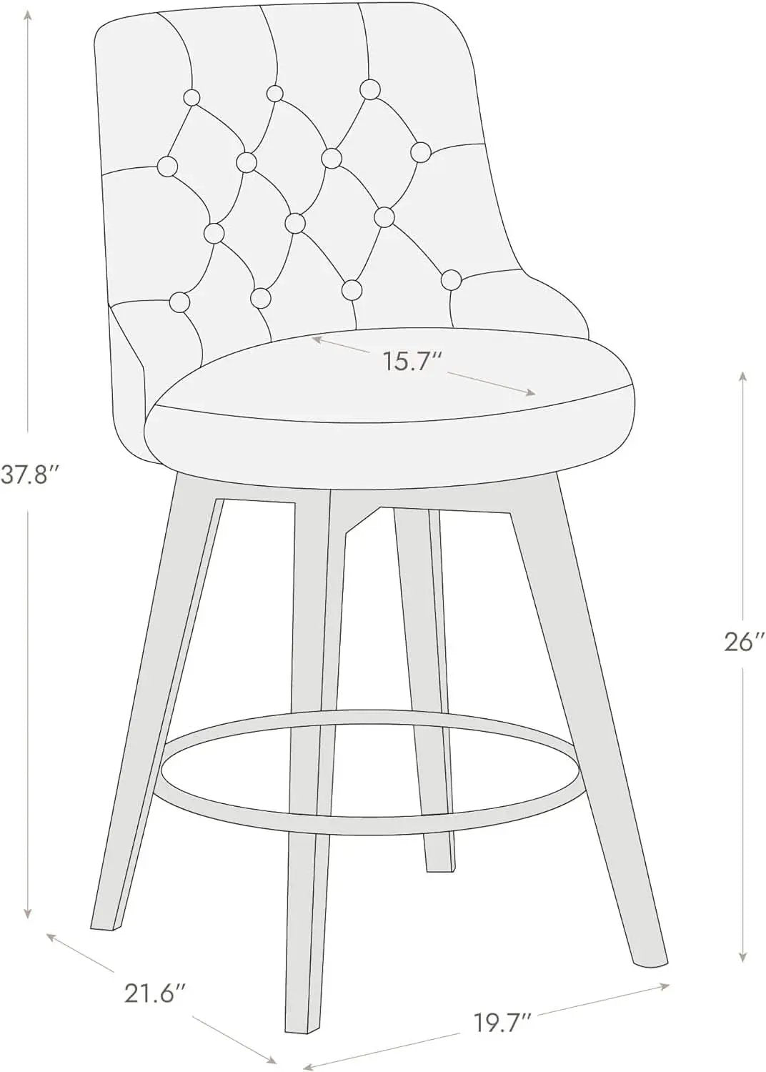 Flint Grey Upholstered Swivel Bar Stool 26 Inch Set Of 2 from PriceLows™
