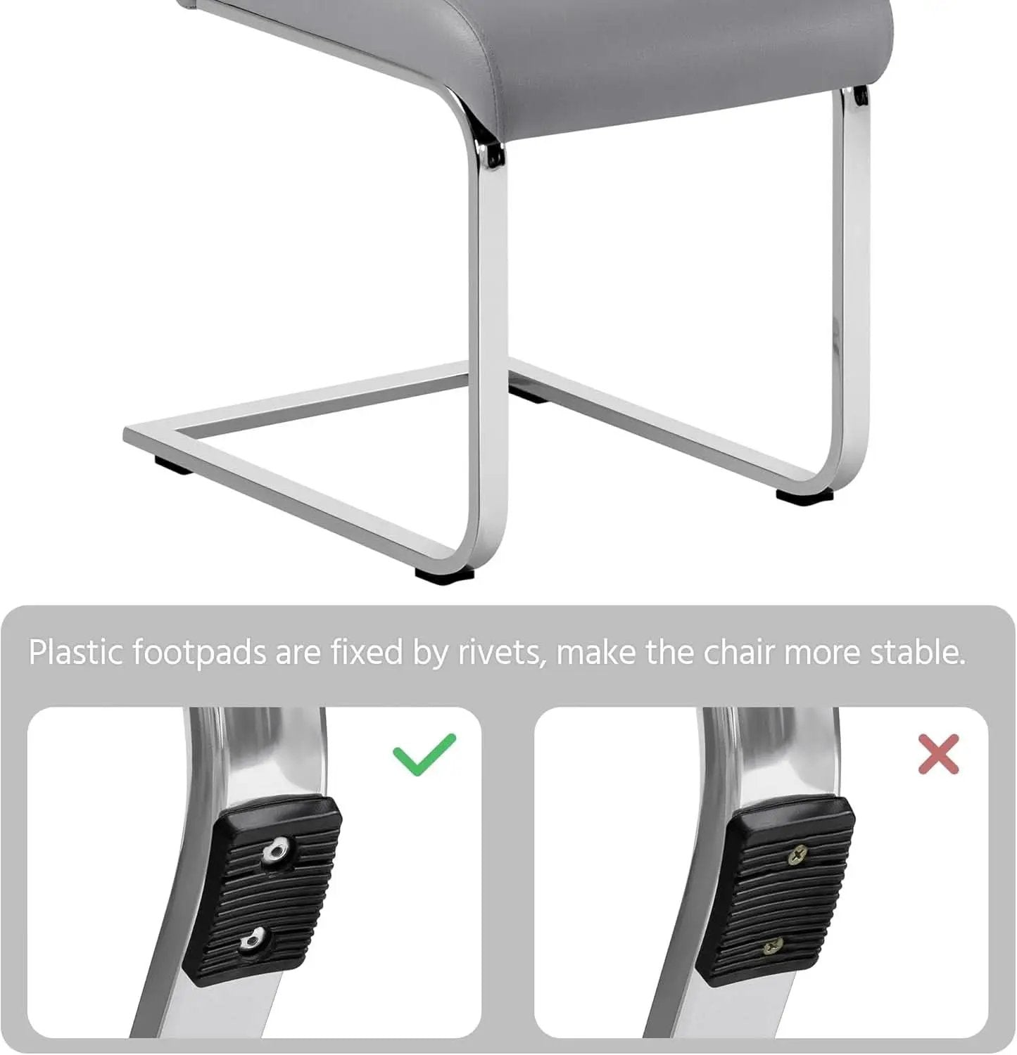 Gray PU Leather Dining Chairs For Kitchen Set Of 2 from PriceLows™