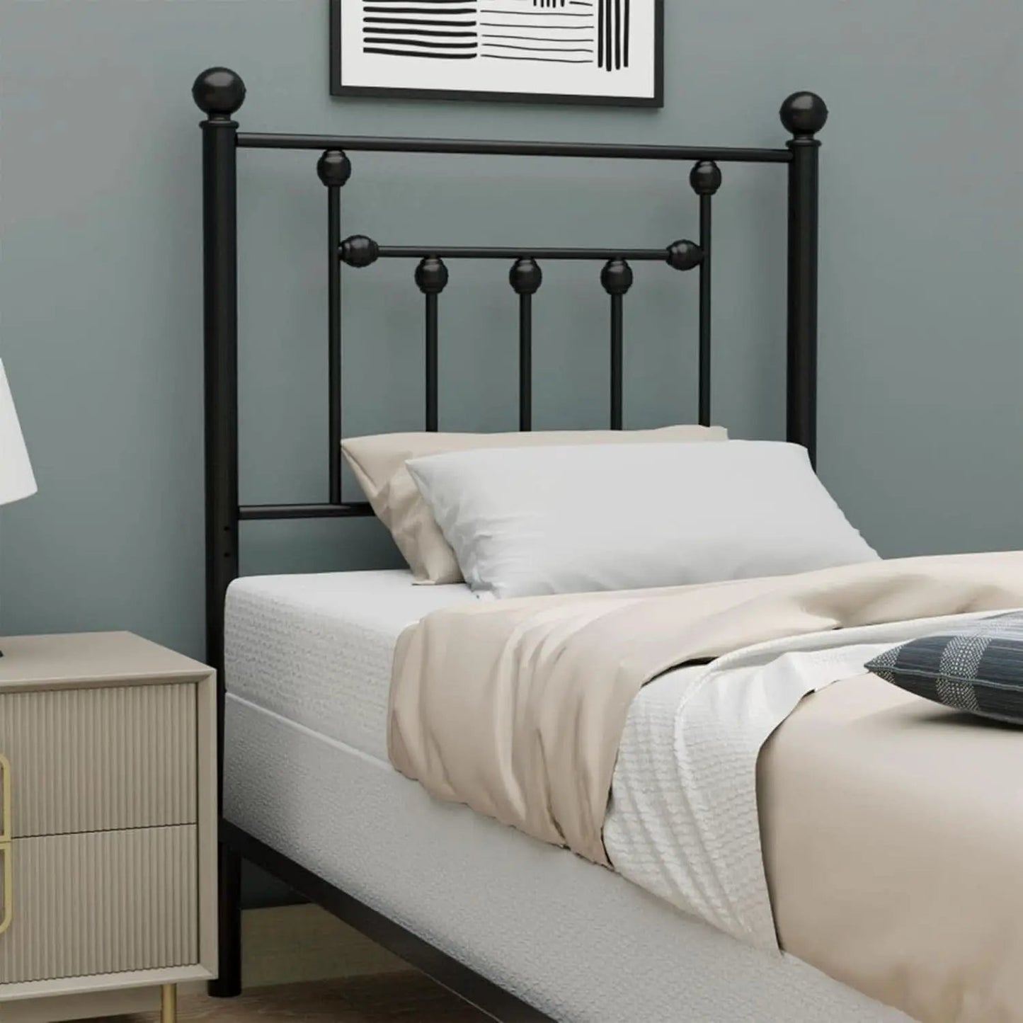 Victorian Twin Size Metal Bed Frame with Adjustable Headboard from PriceLows™