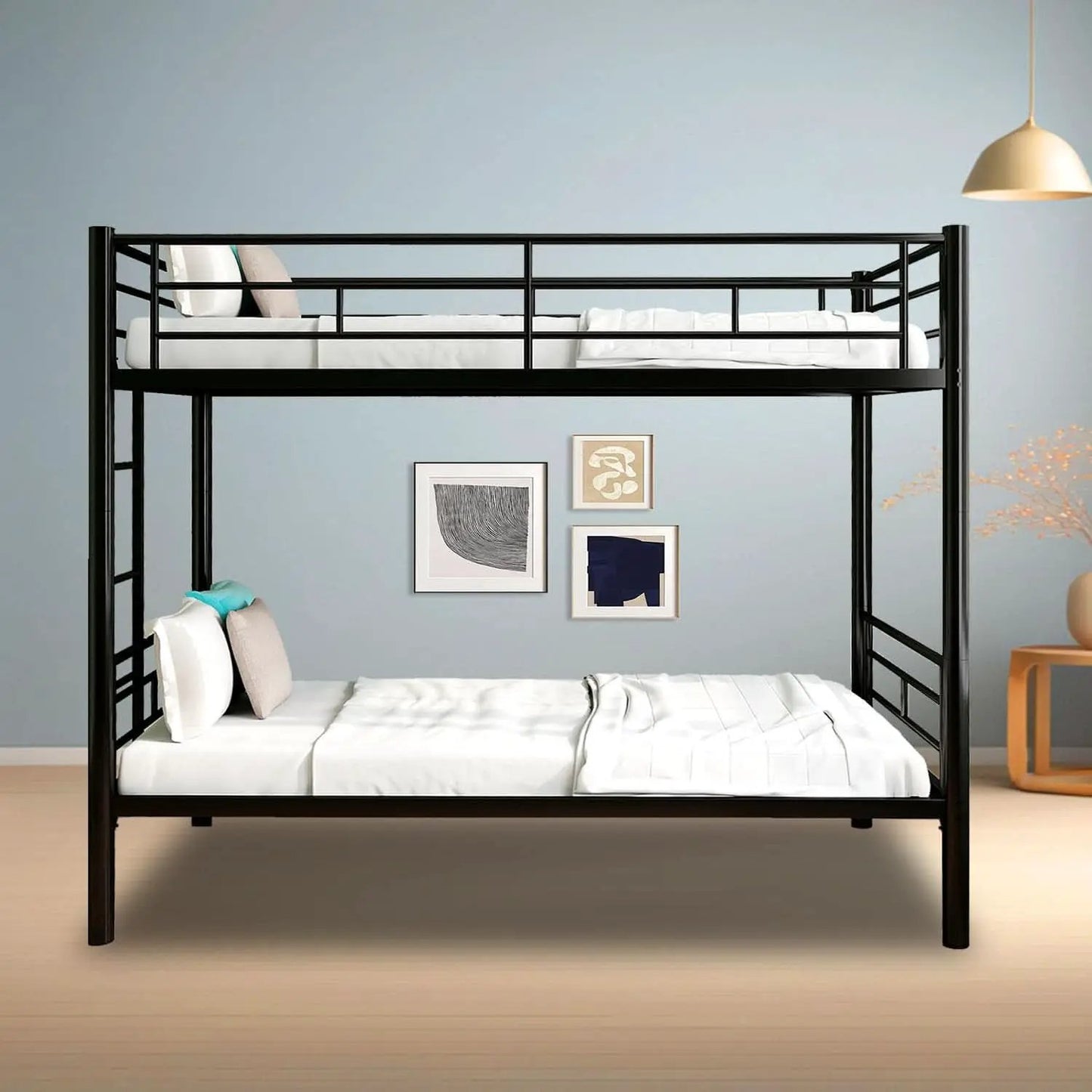 Metal Bunk Bed Twin Over Twin Heavy Duty With Ladders Black from PriceLows™