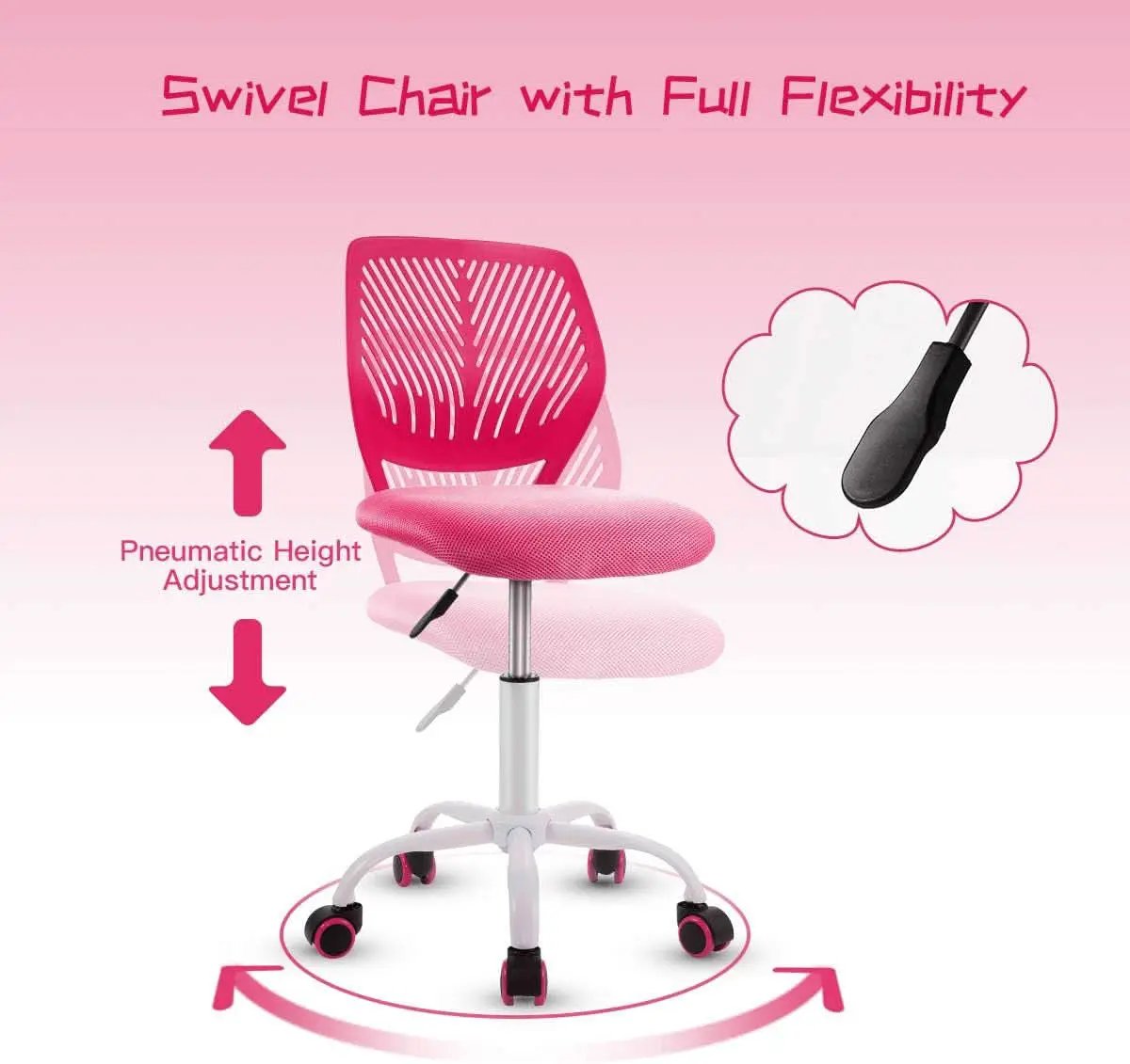Kids Desk Chair Adjustable Height With Lumbar Support Rose from PriceLows™