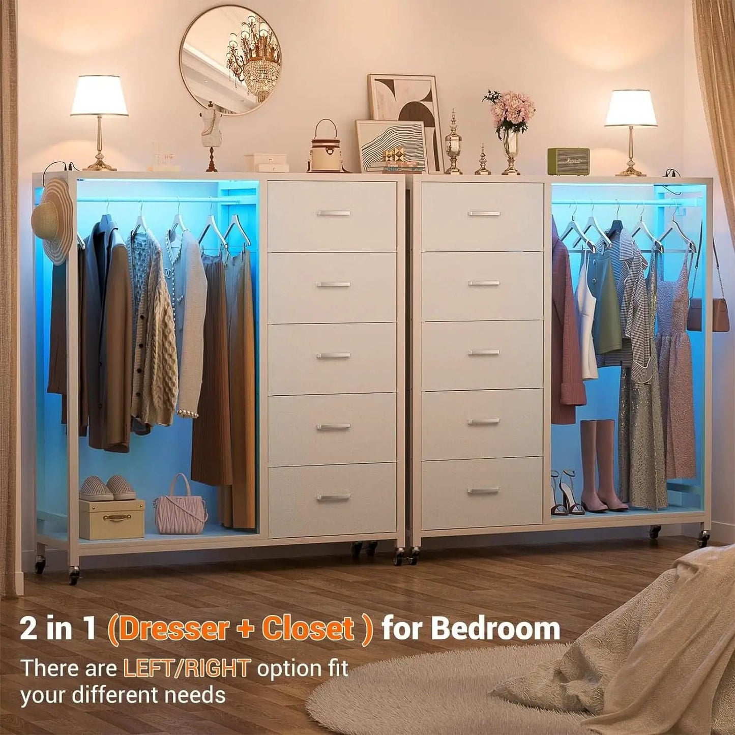 White Dresser With Rack And Charging Station Five Drawers from PriceLows™