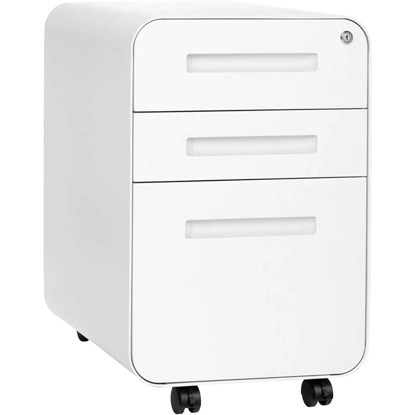 White Filing Cabinet With Lock And Wheels For Office from PriceLows™