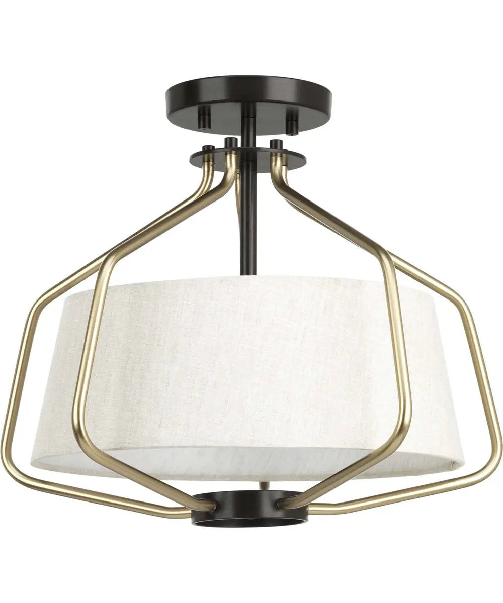 Pendant Ceiling Light | 2 Light 16 Inch | Semi Flush Convertible | Bronze