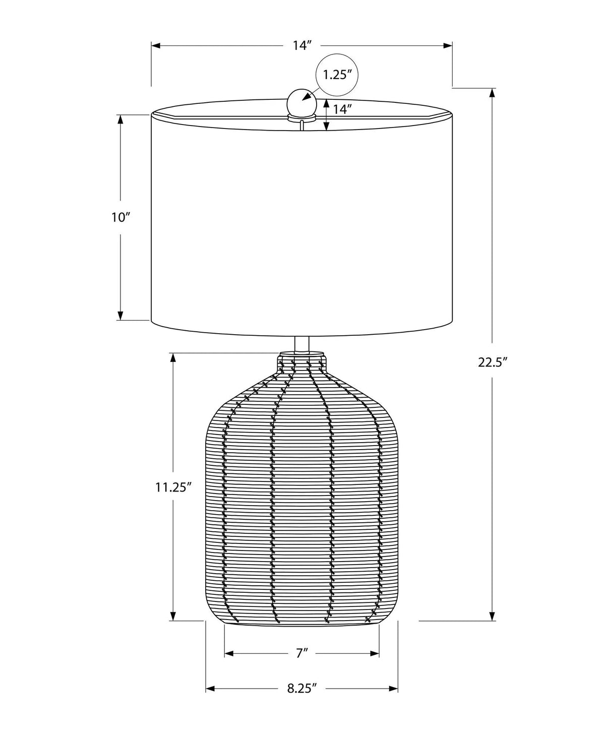 Rattan Table Lamp | Textured Rattan Base | 22.5 Inch Height | 3-Way Dimmable Lighting