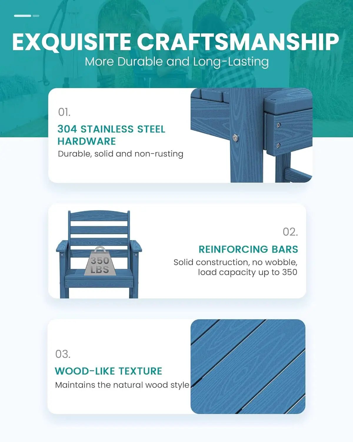 Adirondack Outdoor Bar Table And Chairs Set Blue from PriceLows™