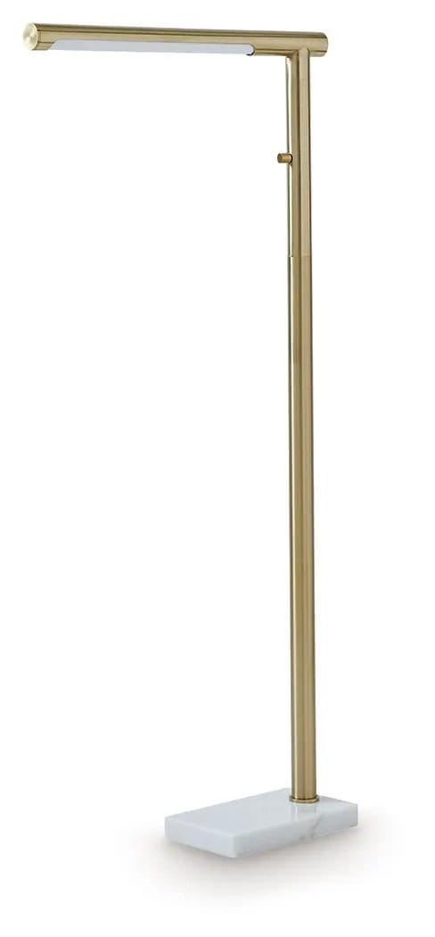 Santiford Metal Floor Lamp | 19.63 x 6 x 46 in | Marble & Metal | Gold Finish / White