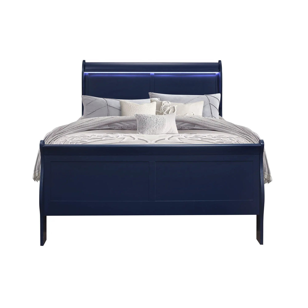Charlston Sleigh Bed | Integrated LED Lighting | Modern Sleigh Design | 84.5 Inch Length