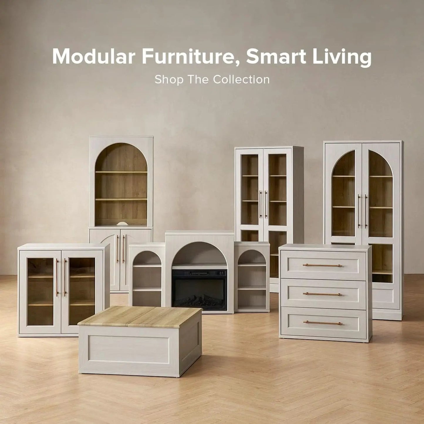 Two Tone Oakwood Acrylic Modular Buffet Cabinet Unit from PriceLows™