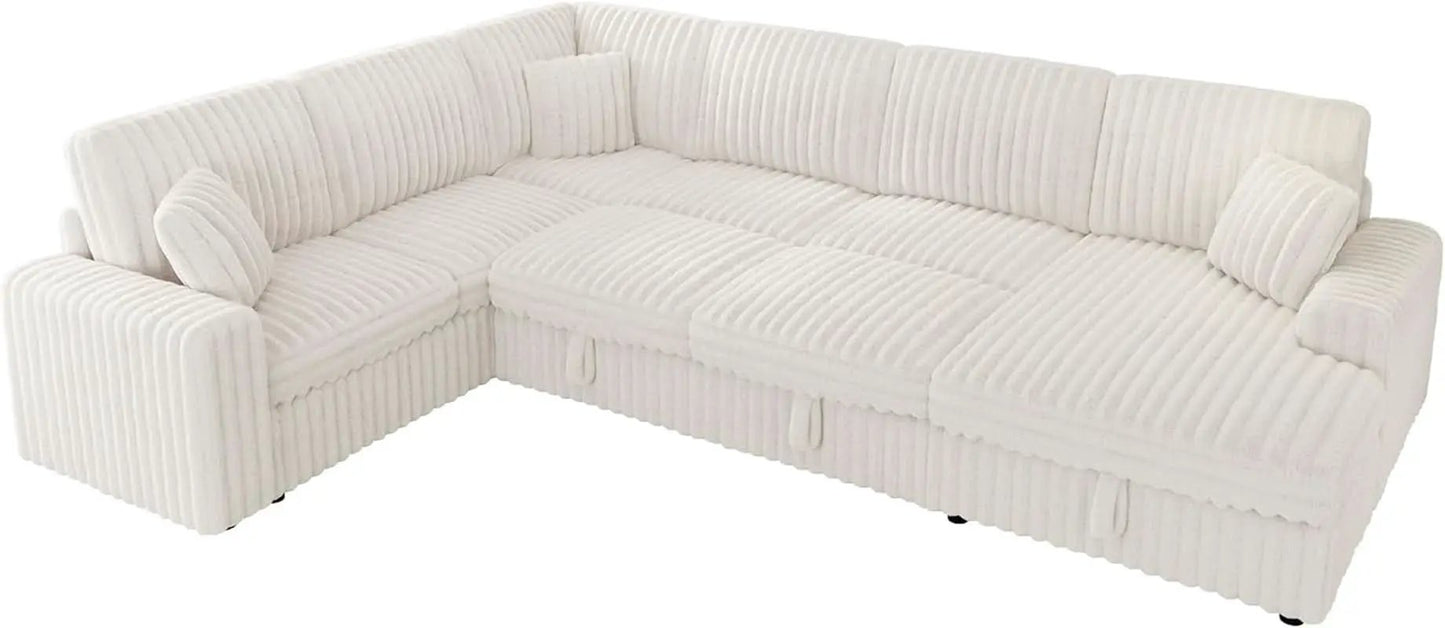 One Hundred Thirty Inch Sleeper Sofa With White Faux Fur from PriceLows™