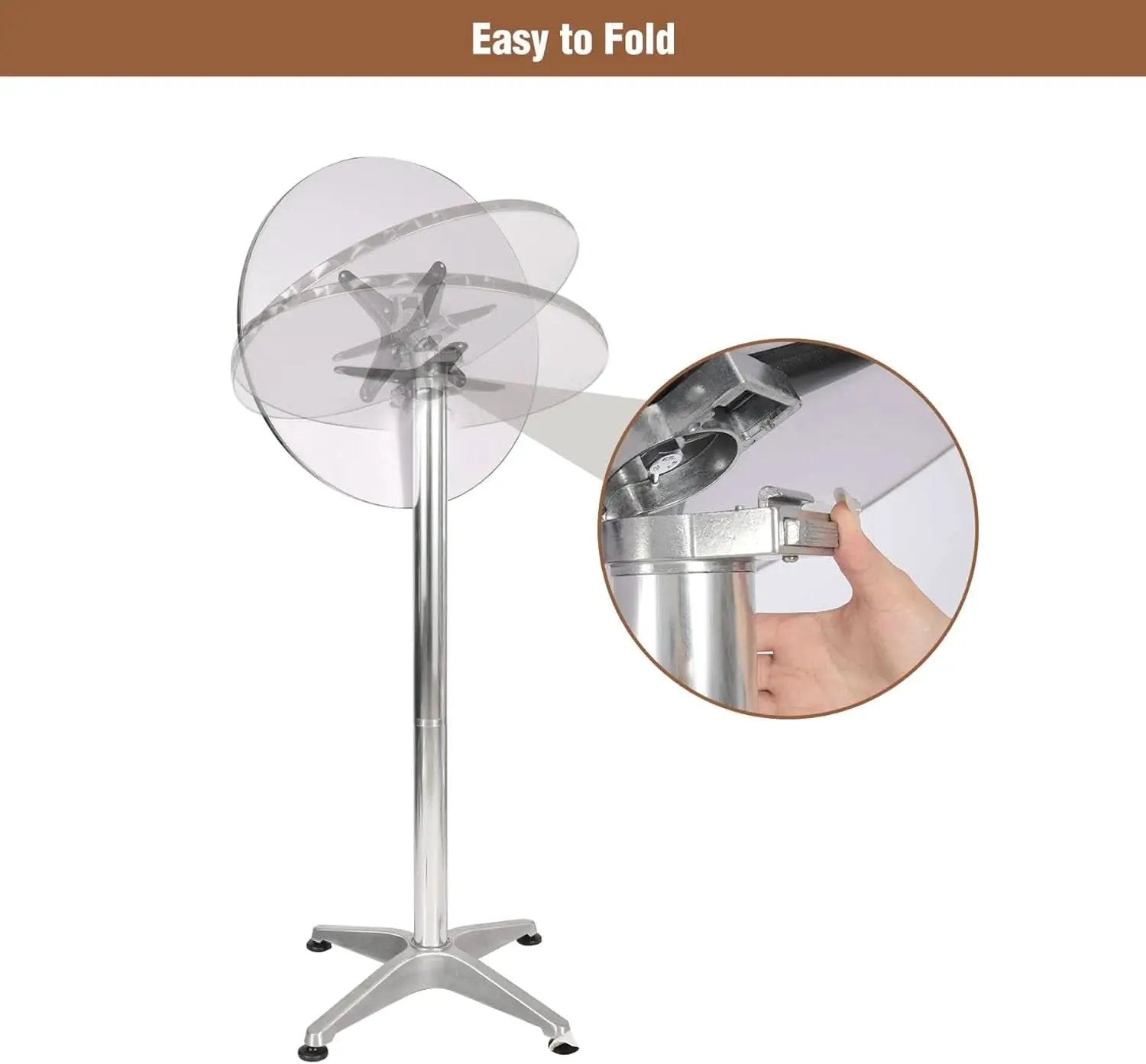 24 Inch Folding Pub Table With Black Height Adjustable from PriceLows™