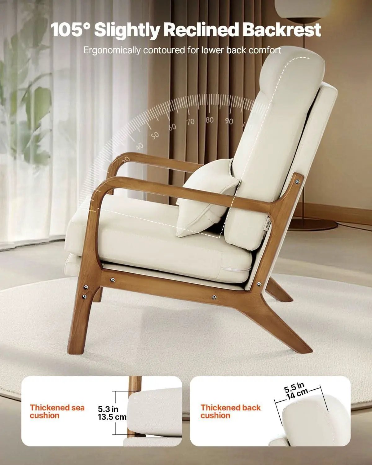 High Back Mid Century Linen Accent Chair For Living Room from PriceLows™