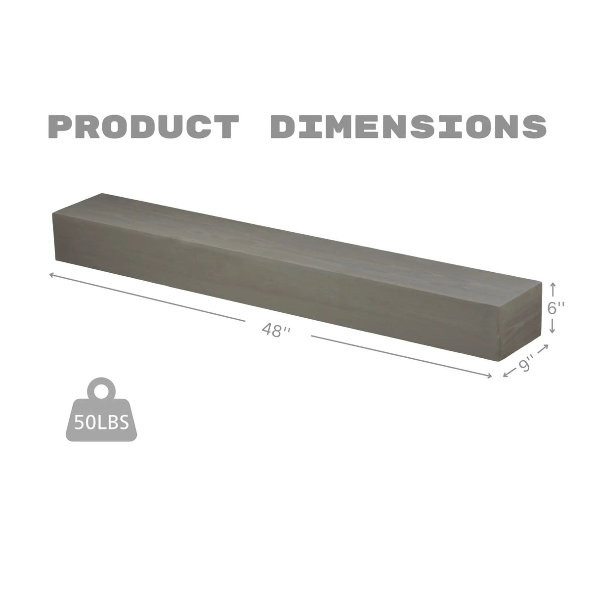 Fireplace Mantel Floating Shelf | 50 Lb Heavy Duty | Rustic Modern