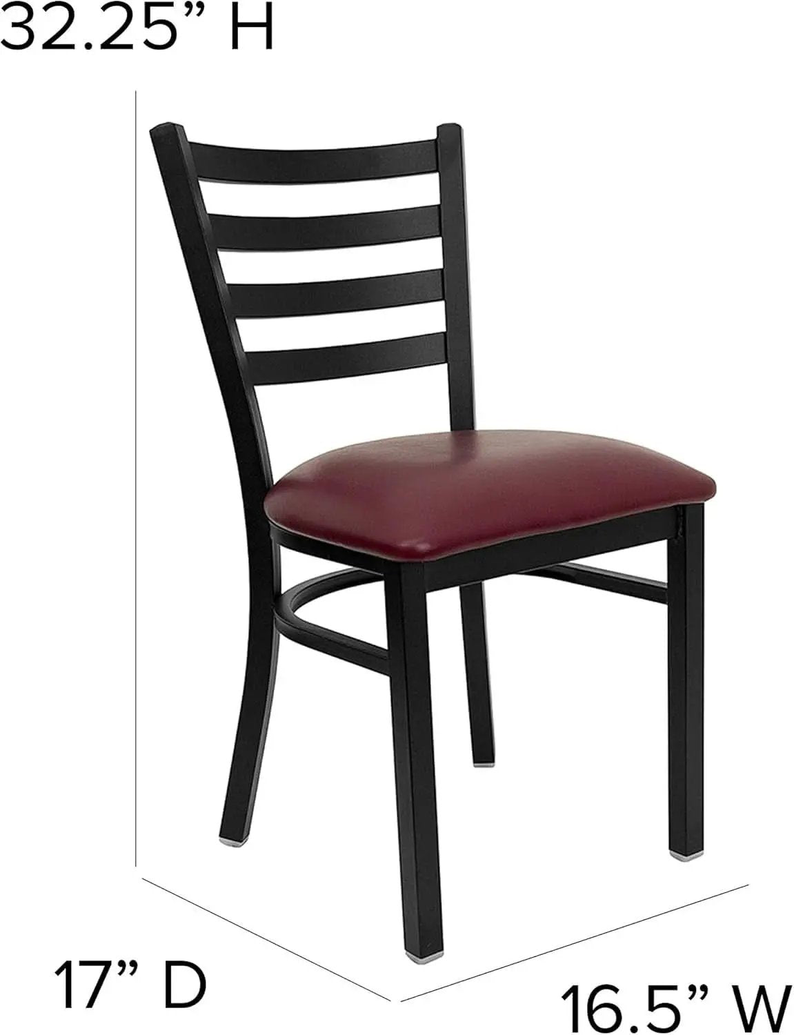 Hercules Black Ladder Back Metal Restaurant Chair Burgundy Vinyl Seat from PriceLows™