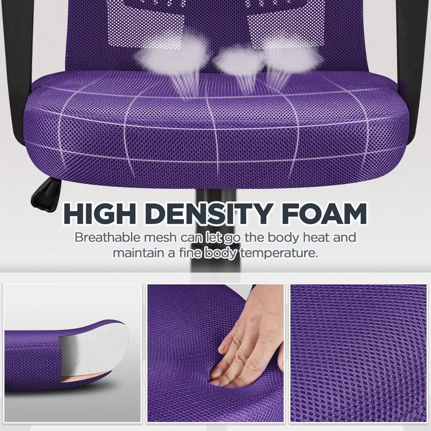 Ergonomic Purple Mesh Office Desk Chair With Lumbar Support from PriceLows™