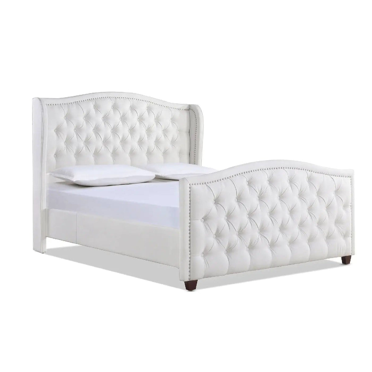 Marcella Upholstered Shelter Headboard Bed | 5 Pieces | Fabric & Iron | Bedroom