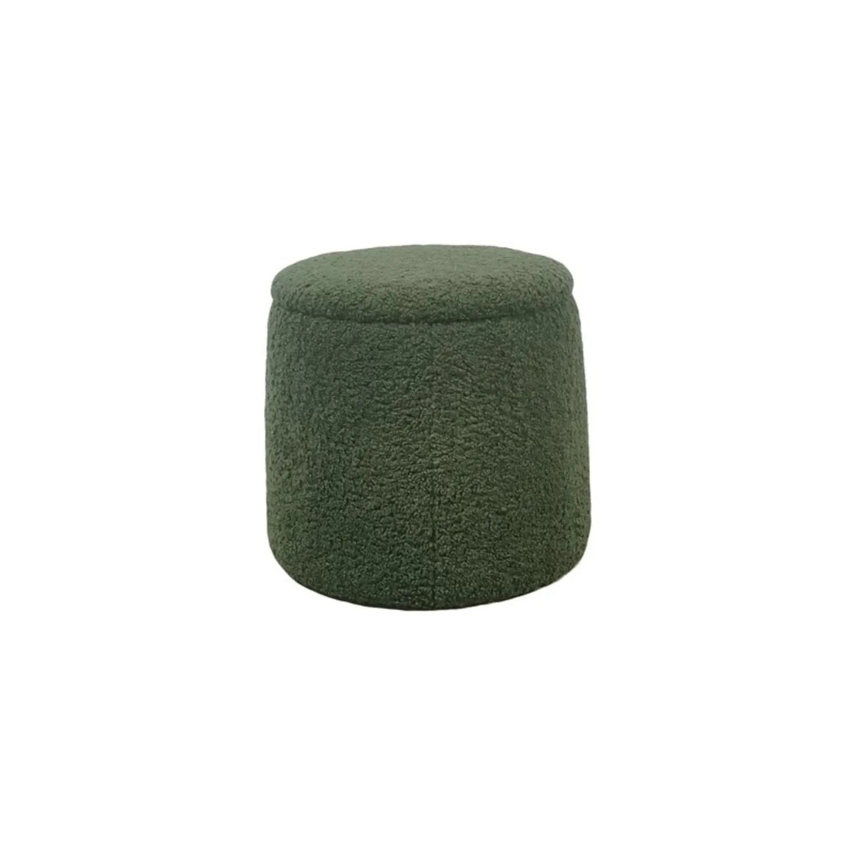 Round Storage Ottoman | Upholstered Soft Fabric | High Density Foam | Built-In Compartment
